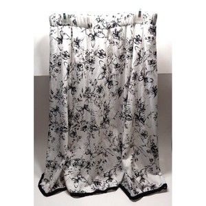 R.Q.T Floral Maxi Skirt Medium White Black Toile Flowy Black Trim Elastic Waist